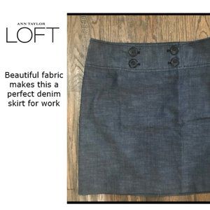 LOFT business casual rayon cotton poly spandex blend denim mini skirt size 4
